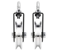 Mikikit 2 Sets Gym Equipment Part Silent Wheel Traction Wheels Aluminium Alloy Spring-loaded Gate Silver for Indoor Outdoor Fitness Strength Training Accessories