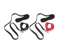 Mikikit 2 Sets Small Animal Harness Lead Rat, Hamster, Lizard, Sugar Glider Breathable PU and Polyester Red Black Colours Pet Outdoor Walking Gear 13X5X0.1Cm