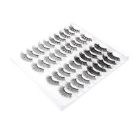 Mikikit 20 Pairs Natural Realistic Fake Lashes Black Fiber False Eyelashes 3d Effect and Slender Design for Beautiful Girl Makeup