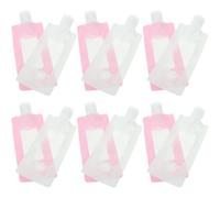 Mikikit 20 Pcs 90ml Travel Squeeze Lotion Pouches, Leak-proof Stand-up Shampoo and Bath Gel Refillable Bags, Pink and White, Suitable for Toiletries and Cosmetics