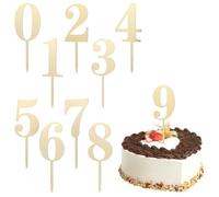 Mikikit 20 Pcs Acrylic Number Cake Toppers 0-9 Easy to Use Strong Birthday Cake Decorations Delicate and Elegant Design Party