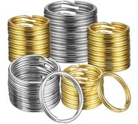 Mikikit 200 Pcs Key Ring Hoops Small 25mm 304 Stainless Steel 20mm Copper Split Round Key Rings for Organization Craft Making and Jewelry Findings