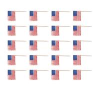 Mikikit 200pcs American Toothpick Flags Party Dessert Toppers Cake Decorative Flag Picks for Birthday Bbq Cocktail Cake Inserts