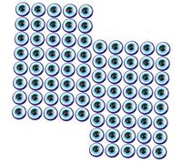 Mikikit 200pcs DIY Blue Flat Oval Evil Eye Beads 6x6mm Round Spacer Charms for Jewelry Making Craft Supplies