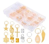 Mikikit 200pcs Metal round Buckle Hair Buckles for Braids Dreadlocks Beads Accessories Set Decorative Hair Charms for Curly and Updo Styling