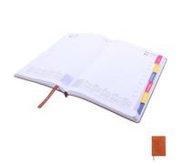 Mikikit 2026 Weekly Notebook A5 Soft Cover Planner Coffee Brown 365-day Calendar Agenda Organizer Habit Tracker for Daily Scheduling Home Office