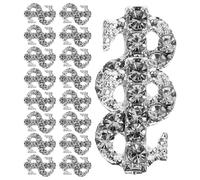 Mikikit 20pcs Silver Alloy Sign Shaped Nail Art Charms for Women DIY Manicure, Creative Metallic Nail Decorations with No Breaking and No Fading, for Balls and Wedding Party