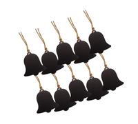 Mikikit 20pcs Wooden Double Sided Bell Shaped Mini Chalkboard Pendants Thick Density Board Hanging Message Boards for Home Decoration and Making Memos