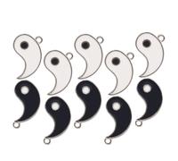 Mikikit 20pcs Yin Yang Bagua Alloy Keychain Pendants DIY Charms Set Black and White Resin Coating, Decorative Keyring Accessories for Jewelry and Craft Making