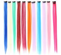 Mikikit 24pcs Long Straight Hair Extension Piece One-piece Hair Extension Clip Matte High Temperature Silk Use Assorted Color Invisible for Women Random Color