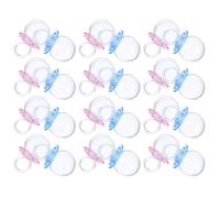 Mikikit 24pcs Pacifier Candy Boxes for Shower Favors, Fillable Lightweight Plastic Treat Containers in Adorable Pacifier Shape, for Baptisms and Dessert Table Favors