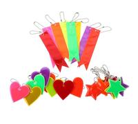 Mikikit 24pcs Reflective Keychain Pendant for Outdoor Activities with High Visibility Pvc Material Star and Heart Shapes Portable Safety Reflector Tag for School Bags and Keys