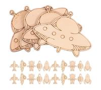 Mikikit 24pcs Unfinished Wooden Cutouts Outer Space Crafts for Featuring Smooth Surfaces and Burrfree Edges, Including Astronaut, Planet, and Rocket Shapes for Party Environments