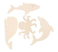 Mikikit 24Pcs Wooden Ocean Animal Shapes Cutouts - Unpainted Basswood Slices for DIY Craft Projects and Scrapbooking - Marine Life Figures for Educational and Creative Uses