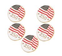 Mikikit 250th Anniversary Lapel Pin Set of 5 American Flag Alloy Brooches with Unique Anniversary Design and Compact Size for Veterans Day or Occasion Clothing and Backpack Accessories