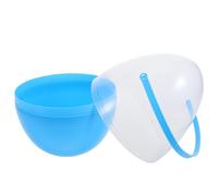 Mikikit 25cm Large Plastic Easter Egg with Handle Fillable Easter Hunt Container in Sky Blue Reusable Candy Box for Party Supplies and Basket Stuffers