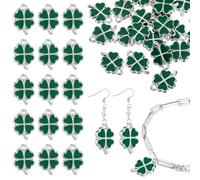 Mikikit 25pcs Delicate Four-leaf Plant Charms Jewelry Accessories for DIY Pendant Making for Saint Patricks Day Aesthetic Charms