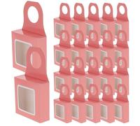 Mikikit 25pcs Pink Hanging Wine Boxes with Pvc Window, Kraft Paper Bottle Holder for Home Organizer and Party Decoration