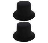 Mikikit 2pcs 13.5cm Black Mini Doll Tops Hats DIY Craft Doll Costume Ornament for Dollhouse Accessories and Decoration