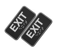 Mikikit 2pcs Acrylic Self-adhesive Exit Sign with Braille 20x5cm, Vertical Door Safety Sign for Indoor Business, Office, and Shopping Center Emergency Use