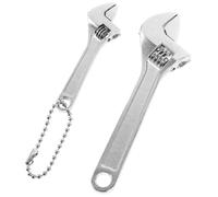 Mikikit 2pcs Adjustable Spanner Wrenches Mini Wrench Set Steel Anti-Rust with Hole on Handle for Hanging Black Professional Use Workshop Tools Random Color