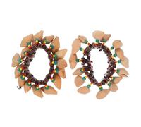 Mikikit 2Pcs African Tribal Style Nut Shell Handbell Bracelets Made of Wood and Coconut Shell with Nice Sound, Creative Wristband Bells to Activate The Atmosphere at Dance Parties