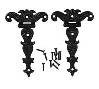 Mikikit 2pcs Antique Door Hinges Hidden Door Latch, T-Shape Heavy Duty Zinc Alloy Hinges for Cabinet, Wardrobe