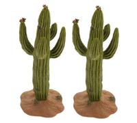 Mikikit 2pcs Artificial Cactus Plants Model for Office Home Decor Faux Succulent Sculpture with Sand Base Low Maintenance Simulated Greenery Table Ornament Compact Desert Greenery