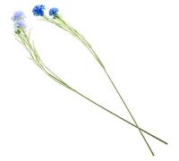 Mikikit 2pcs Artificial Cornflower Arrangement with 3 Heads, Blue Silk Cloth Flowers for Tabletop Flower Decor and Garden Display, Lifelike Appearance, Realistic and Beautiful