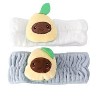 Mikikit 2pcs Avocado Cosmetic Headbands for Washing Face, Elastic Makeup Hair Bands in White and Grey, Soft Comfortable Facial Hair Accessories for Skincare and Spa Use