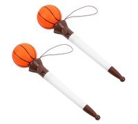 Mikikit 2Pcs Basketball Shaped Bounce Ballpoint Pens Portable Multi Function Writing Tools for Students and Friends Creative Stress Relief Stationery