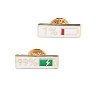 Mikikit 2pcs Battery Indicator Lapel Badge Pins Japanese Style Expression Brooches for Couples Collar Bag Scarf Accessories Creative Social Pin Brooch