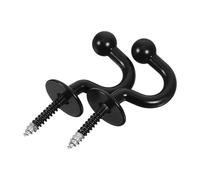 Mikikit 2pcs Black Curtain Tiebacks Wall Hooks, U-shaped Curtain Holdbacks for Draperies, Household Window Hardware for Living Room and Bedroom
