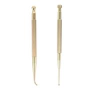 Mikikit 2pcs Brass Ear Acupuncture Pen Set with Spring Retractable and Fixed Tips, 12.5cm Ear Point Massage Tool for Acupressure Therapy and Muscle Tension Relief at Home Or Clinic