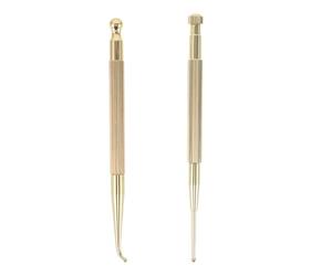 Mikikit 2pcs Brass Ear Acupuncture Pen Set with Spring Retractable and Fixed Tips, 12.5cm Ear Point Massage Tool for Acupressure Therapy and Muscle Tension Relief at Home Or Clinic