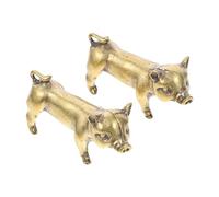 Mikikit 2pcs Brass Pig Pendant Chinese Charm for Keychain Key Chain Charm Decor Keychain Pendant Lucky Cute Keyring Tail Chinese Garden Ornaments