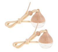 Mikikit 2pcs Car Perfume Pendant with Rope, Glass Hanging Oil Diffuser Bottles for Car and Office, Odorfree Multifunctional Air Freshener on The Go and Decorative Home Fragrance