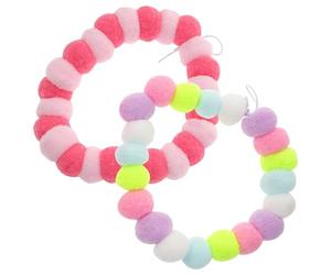 Mikikit 2pcs Cat Collar Set with Plush Ball and Elastic Rope, Lightweight Design for Pets, Stylish and Fashionable Necklace Suitable for Parties and Competitions Random Color