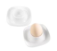 Mikikit 2pcs Ceramic Breakfast Egg Cups Set Square Egg Holders for Household Use Kitchen Dining Stands for Soft and Hard Boiled