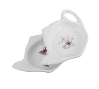 Mikikit 2pcs Ceramic Tea Bag Rest Teapot Shape High Temperature Resistant Coasters Teaspoon Holder Snack Seasoning Dishes for Home Kitchen Office Use