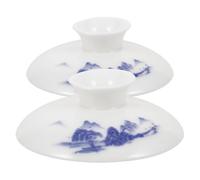 Mikikit 2pcs Ceramic Tea Cup Lid Replacement with Double-Layer Design, Household Teapot Cover Accessory, Decorative Small Pot Lid for Tea Cups and Coffee Mugs, Suitable for Kitchen Use