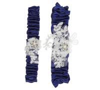 Mikikit 2pcs Delicate Lace Wedding Garters for Bride, Skin-Friendly Breathable Cloth Material with Pretty Design, Elegant Blue Bridal Thigh Rings for Weddings and Parties