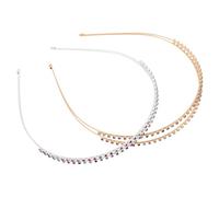 Mikikit 2pcs Double Layer Rhinestone Headbands for Women Comfortable Alloy Hair Accessories Sparkly Crystal Hairbands Suitable for Daily Wear and Parties