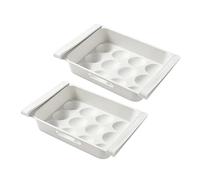 Mikikit 2pcs Egg Box Plastic 12-grids Large Capacity Creative Appearance Space Saving Fridge Egg Preservation Case Prevent from Being Crushed for Refrigerator Storage