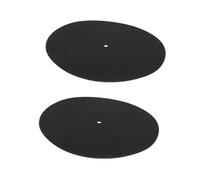 Mikikit 2pcs Felt Vinyl Record Protective Mat for Record Player Discs and Phonograph, Black Non-slip Slipmats to Increase Friction and Reduce Vibration, for Home Using