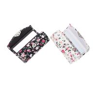 Mikikit 2pcs Flower Printed Lipstick Case Boxes with Mirror, Portable Small Floral Pattern Lip Balm Holder Key Chain, Compact Travel Cosmetic Storage for Women