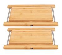 Mikikit 2pcs Folding Natural Bamboo Toilet Footstool Non-Slip Squatting Step Stool for Bathroom Use, Home Toilet Assistance, Compact Bathroom Footrest for Adults