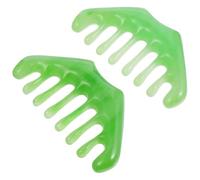 Mikikit 2pcs Green Beeswax 8-Tooth Massage Comb Set for Meridian Therapy, Scalp Acupoint Massager and Manual Head Massage Tool for Relaxation and Physical Therapy