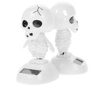 Mikikit 2pcs Halloween Solar Dancing Ghost Figurine Skeleton Ghost Ornament White Plastic Solar Powered for Halloween Party Decoration Cabinet
