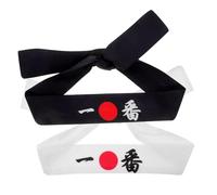 Mikikit 2pcs Japanese Style Headband for Sushi Chef and Karate Training, Cotton Material Sweat Absorption and Easy to Wear, Suitable for Sports and Washing Face